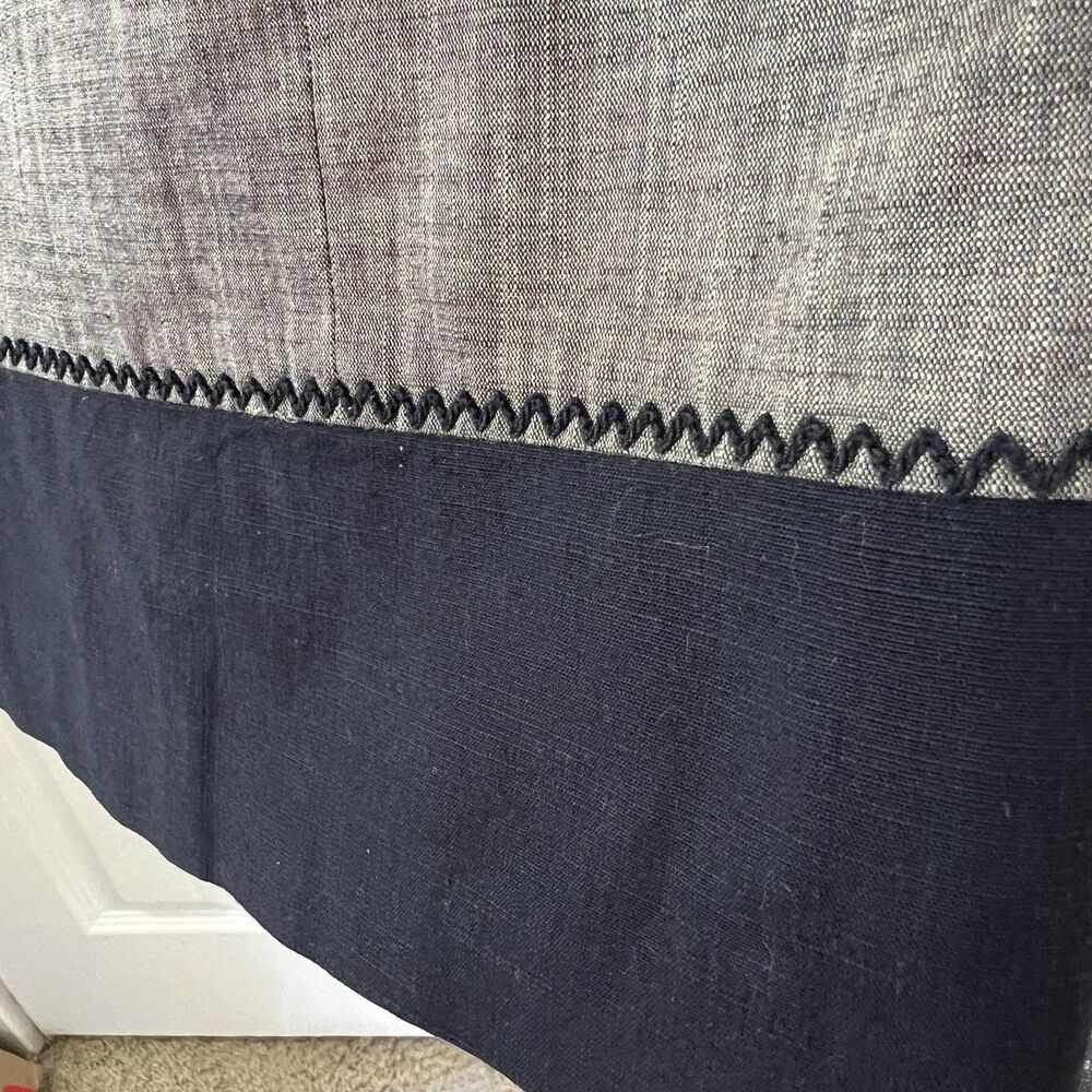 Tommy Bahama Gray Chambray Shift Dress 16 Sleeveless Split Neck Contrast Stitch - Picture 6 of 15